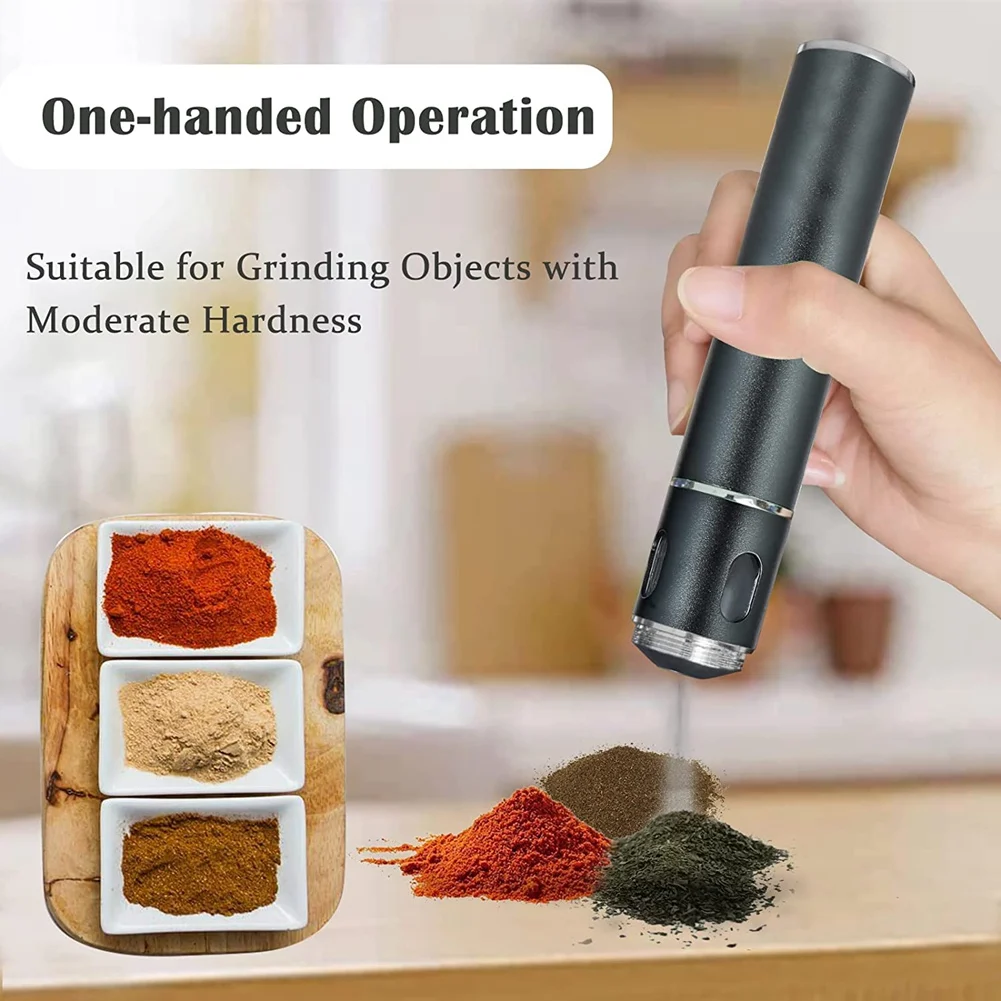 Electric Portable Grinder, USB Rechargeable Spice Multipurpose for Fluffy Product and the Kitchen Grinding (Black)