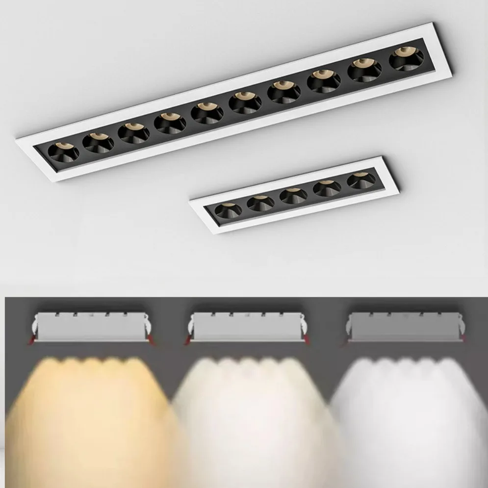 

LED line Downlight Recessed Rectangle Grille Ceiling Lamp 10W 20W 30W AC 220V LED Spot Light For Home Shop Decor Living
