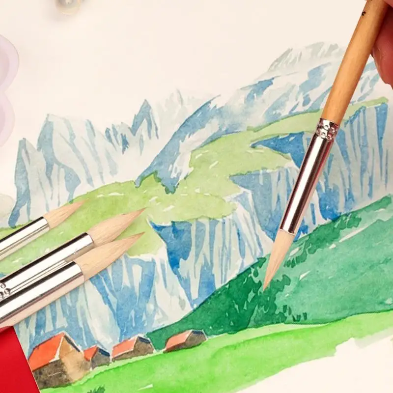 Artist Watercolor Hook Line Pen Professional Soft Weasel Hair Outline Brush for Gouache Painting Detail Drawing in Studio