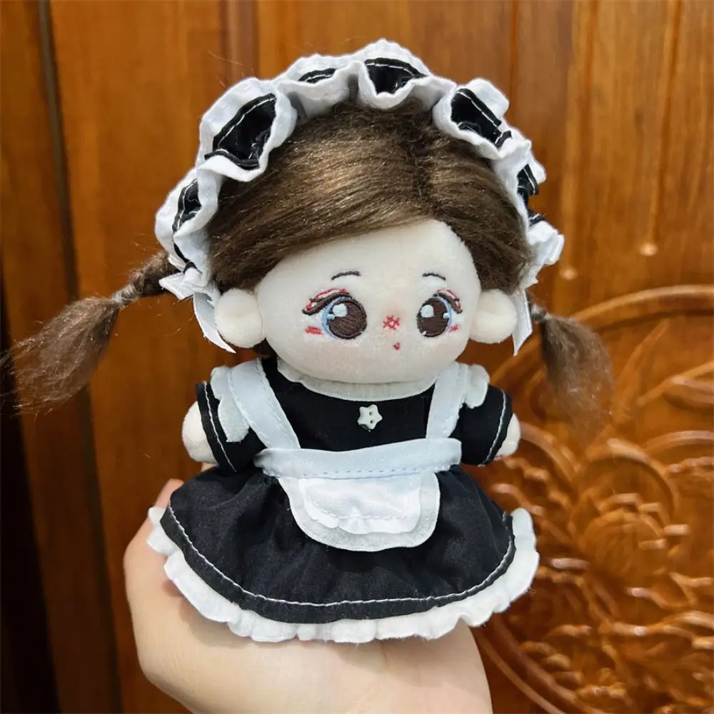 Maid Costume 10cm Doll Dress Retro Camellia Plush Dolls Cartoon Skirt Miniature Multicolor Cotton Dolls Halter Dress