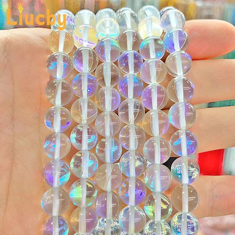 White sparkling round bead crystal Stone Round Beads For Jewelry Making Rings DIY Accessories Necklace 15\