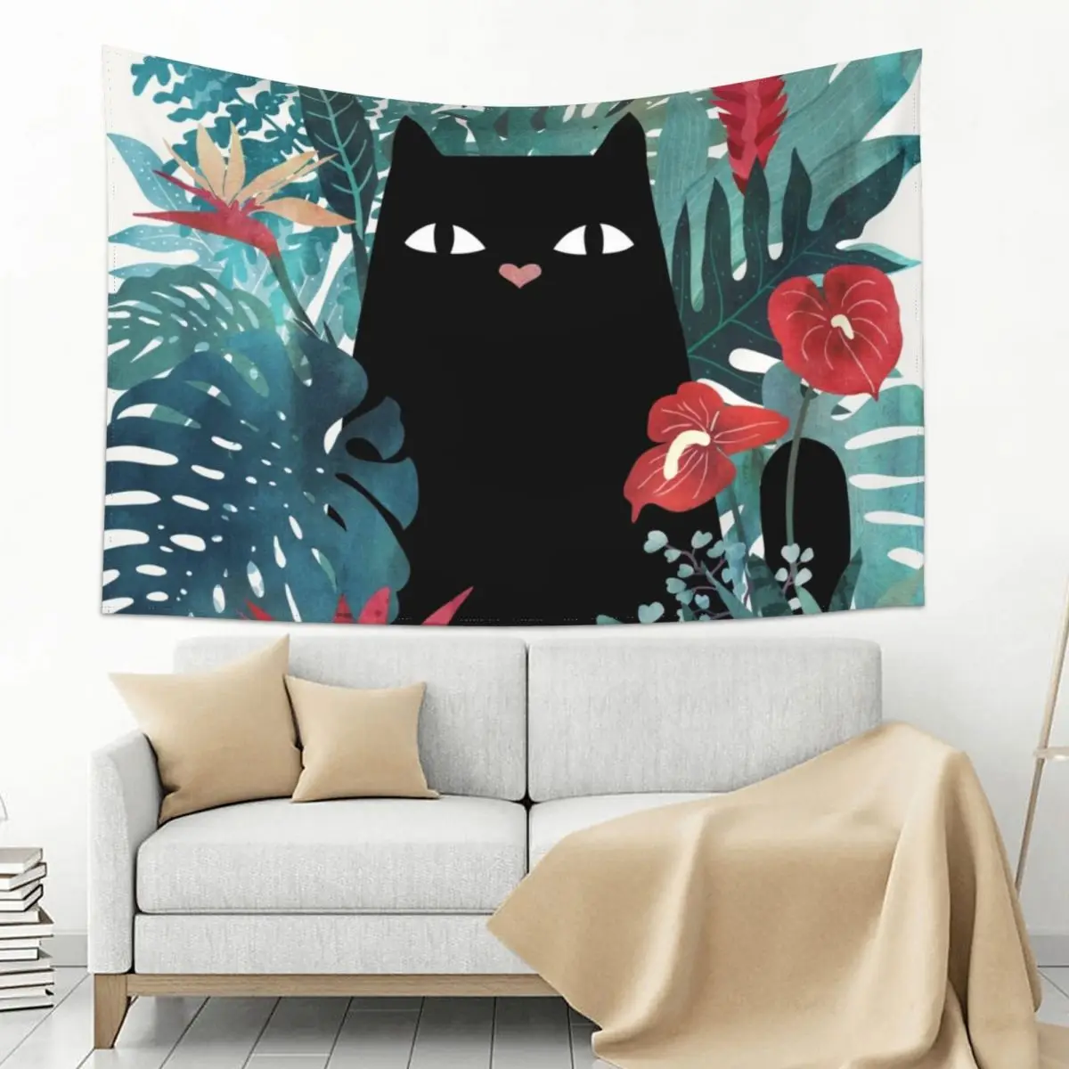 

Popoki Tapestry Funny Wall Coverings Mushroom Room Decoration Korean Style Tapestry