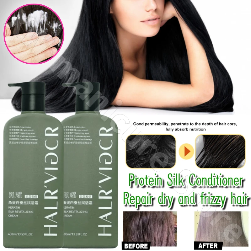 

Black Keratin Silk Revitalizing Cream Conditioner Deep Cleansing Scalp Oil Repair Dry and Frizzy Hair Mask Smoothing Conditioner