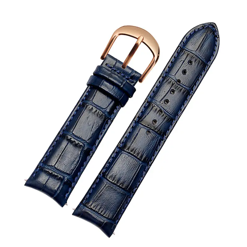 20 21 22mm Curved End cowhide Watchband For Rossini Tissot Citizen seiko mido Arc Mouth men Watch Strap Universal Belt