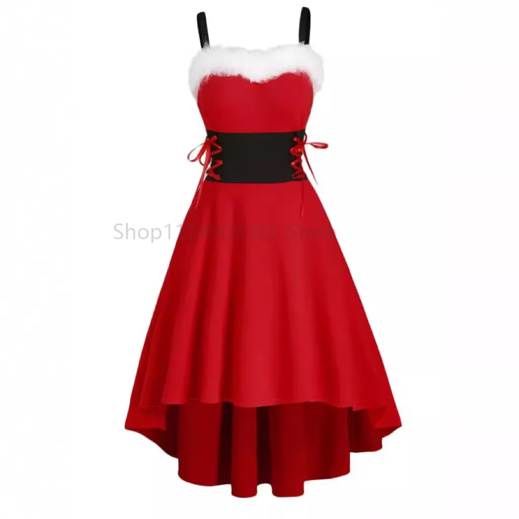 Women's Dress Christmas Floral Cold Shoulder Flounce Trim Elegant Dresses For New Year Sexy Merry Christmas Gift
