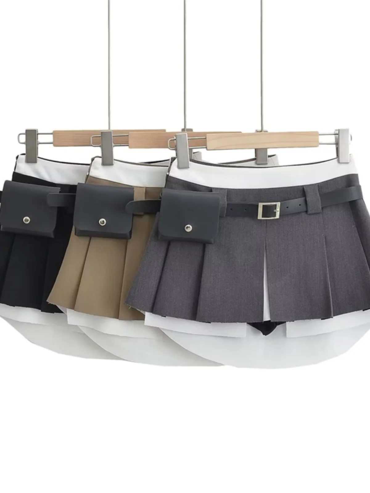 Design  Patchwork  Skirt American High School Sexy Plaid Anti-Light High Waist A-Line ort Skirt Trendy Street Sle