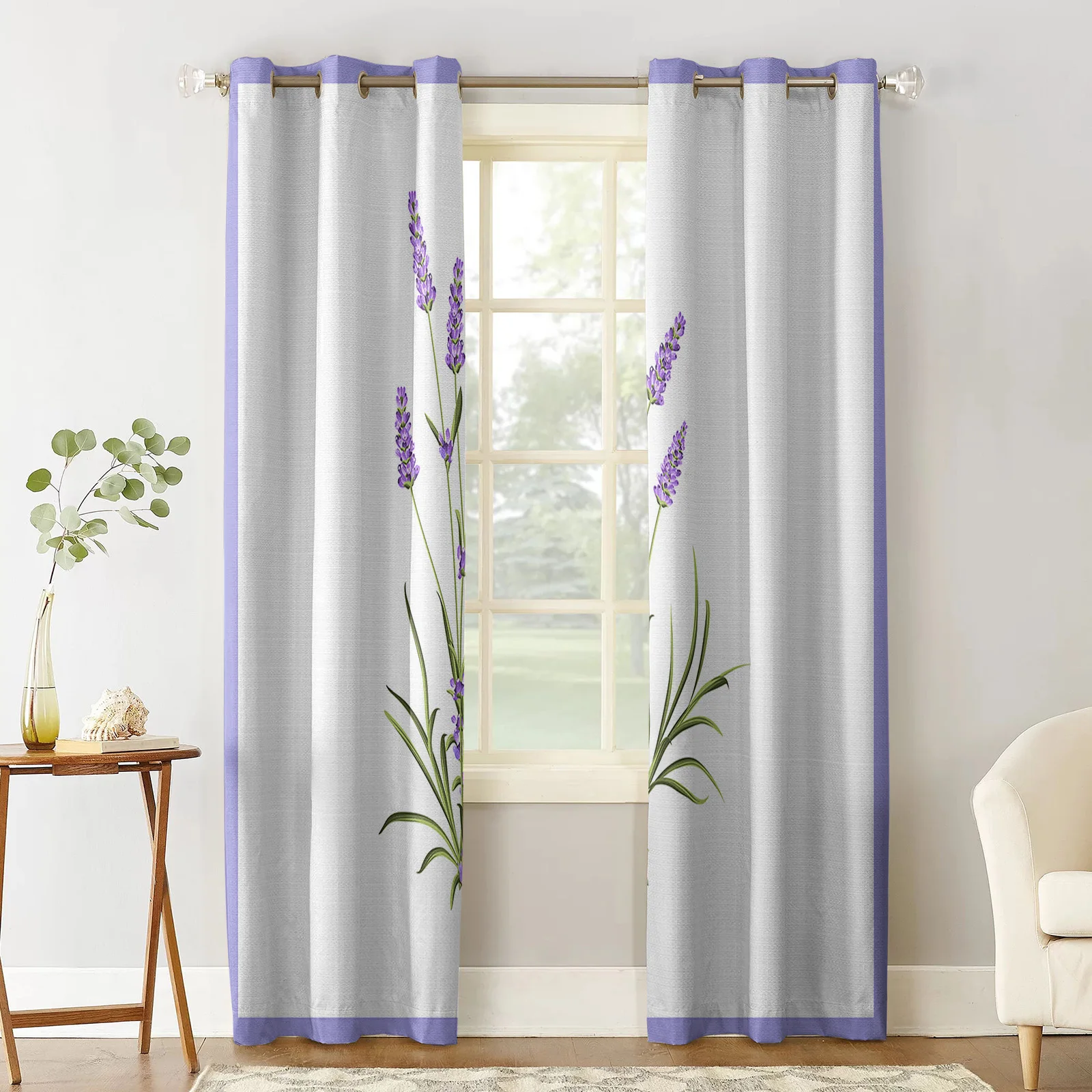 Violet Flower Lavender Romance Print Curtains For Kitchen Bedroom Window Treatment Curtains for Living Room Home Decor Drapes