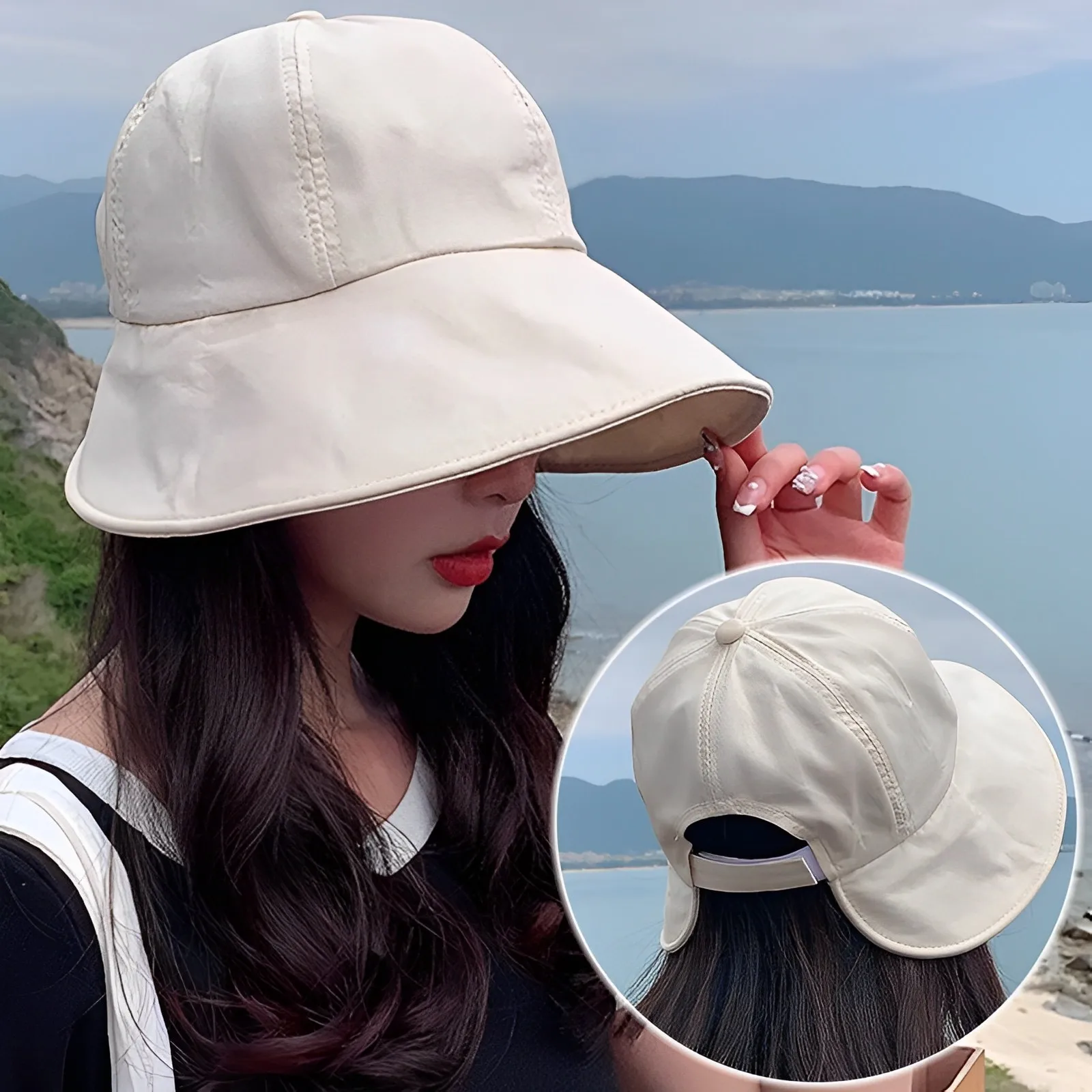 Bucket Hat Women Foldable Sunshade Sun Hats For Women Ladies Korean Fishing Hat Fisherman Cap Adjustable Rope Gorro Sunhat