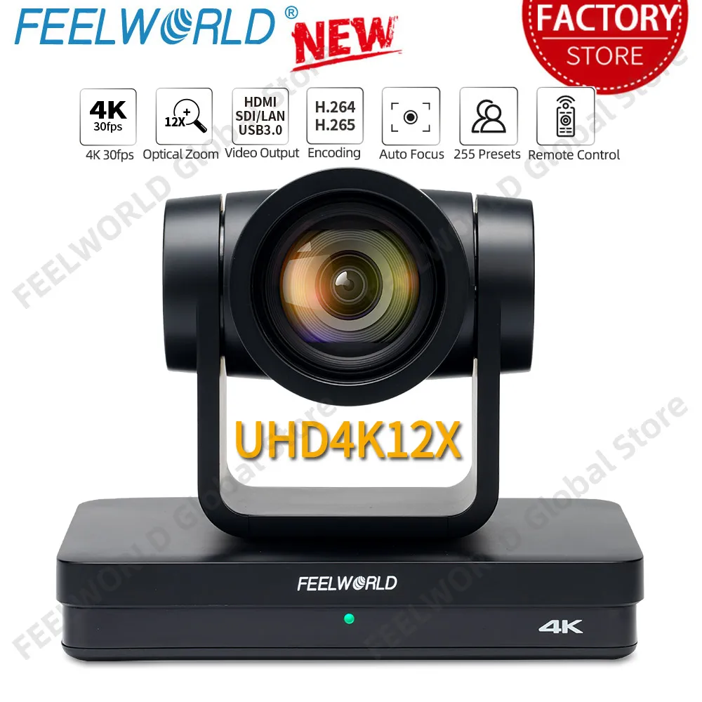 FEELWORLD UHD4K12X PTZ Camera SDI HDMI USB IP 12X Optical Zoom 4K 30FPS For Video Conference Broadcast Live Streaming Education