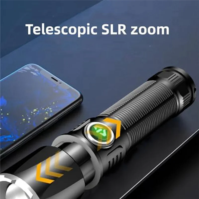 ABHU 1 قطعة مصباح يدوي قابل لإعادة الشحن قابل للتكبير مع 4 أوضاع #4