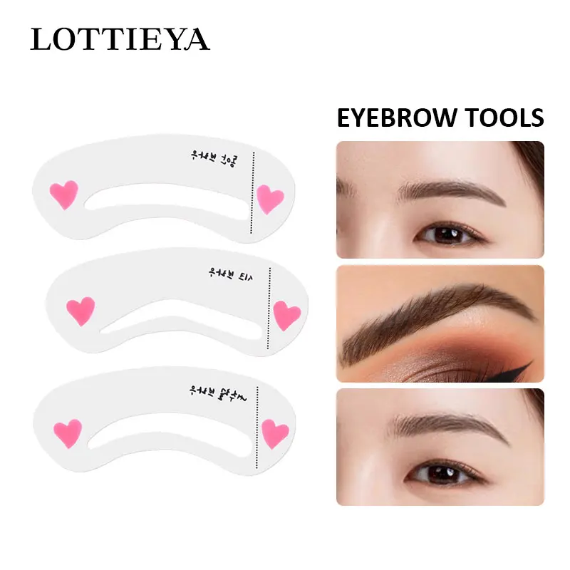 3PCS Reusable Eyebrow Stencil Set Eyebrow DIY Drawing Guide Styling Shaping Grooming Template Card Easy Makeup Kit Eyebrow Tools