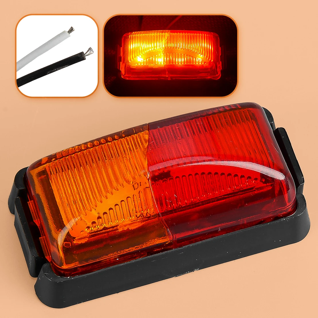 10V-30V 8-LED Red & Amber Side Marker Light Clearance Lamp for Car SUV Van Lorry RV Bus Boat Trailer Truck