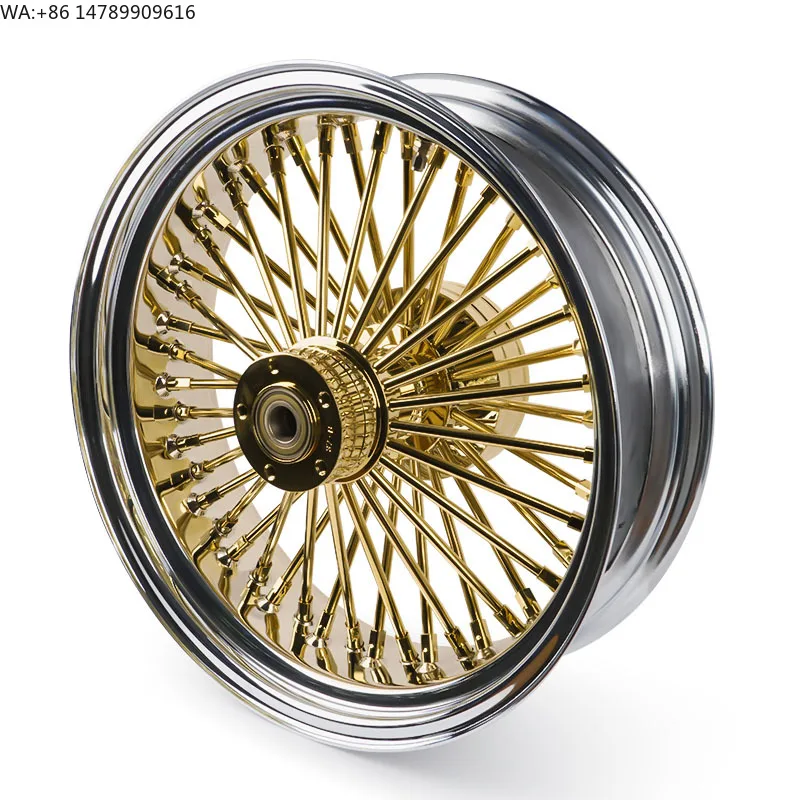 Premium Bespoke Full-size Motorcycle RimsGold Color Aluminum Alloy Wheel Accessories For Front & Rear Compatible With For Harley
