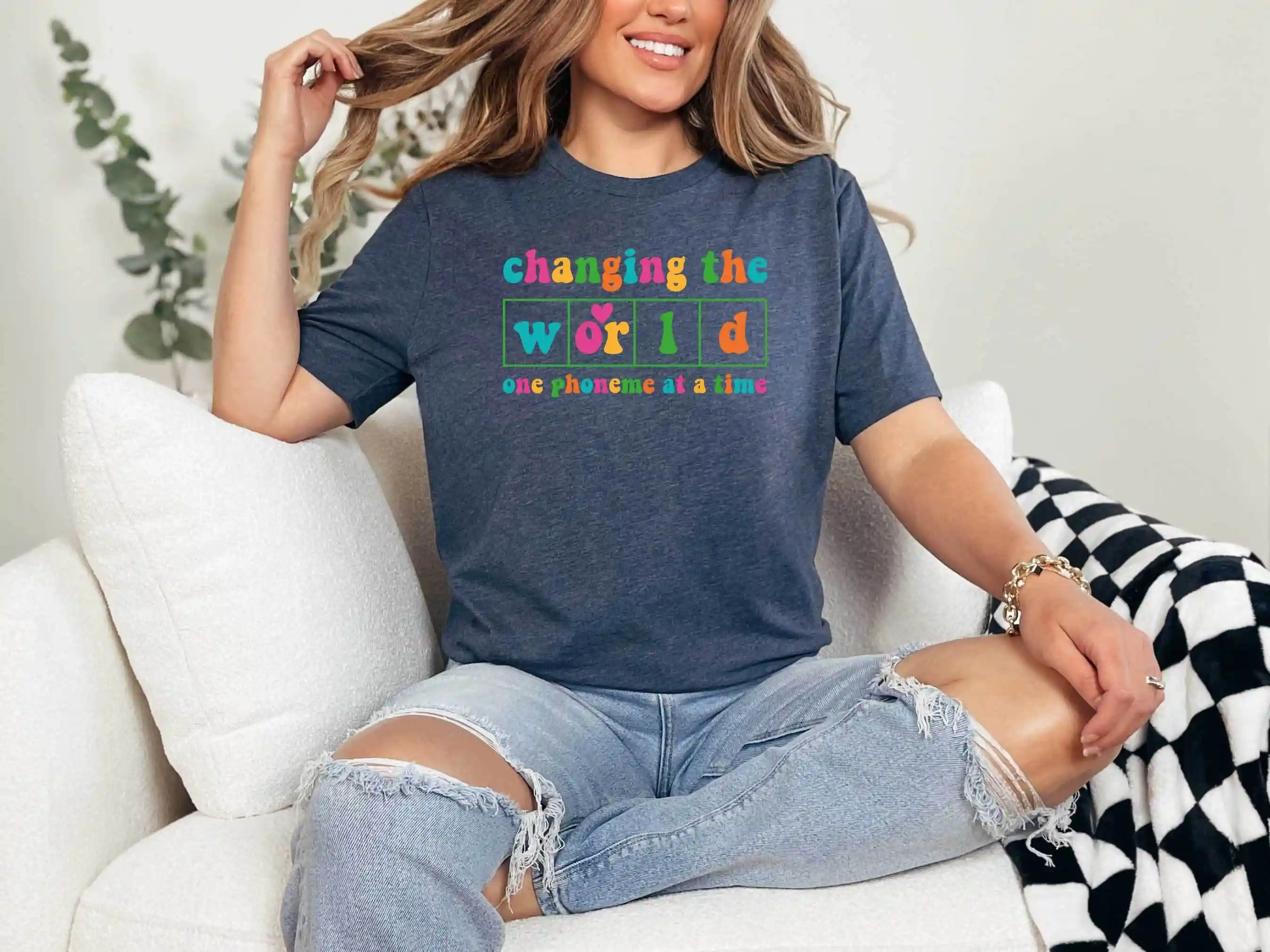 Changing The World One Phoneme At A Time T Shirt Science Of Reading Dyslexia Teacher Kindergarten Awareness