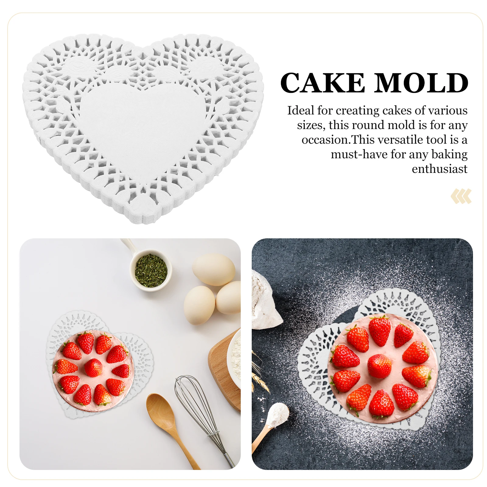 

100 Pcs Cake Base Paper Oil Absorbing Doilies for Baking Valentine Day Heart Shaped Lace Edge Food Pad Kitchen Supplies