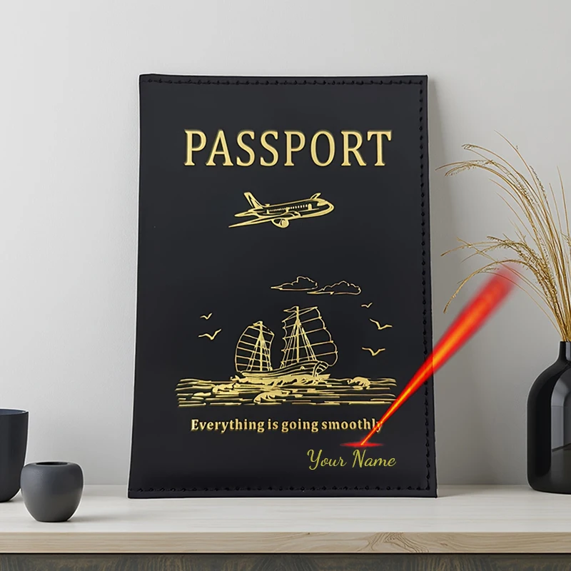 Fashion Creative Design Passport Cover Travel Wallet Everything Is Going Smoothly Passport Holder Customizable Name