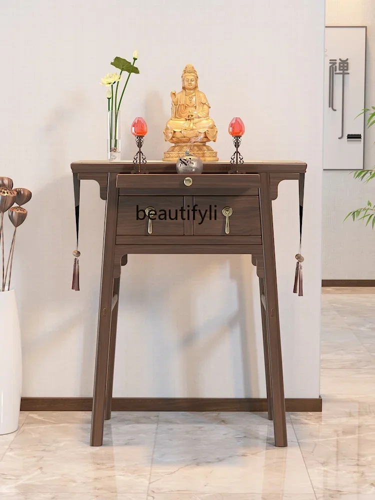 Buddha Niche New Chinese Style Buddha Shrine Prayer Altar Table Table Solid Wood Altar Altar Incense Burner Table