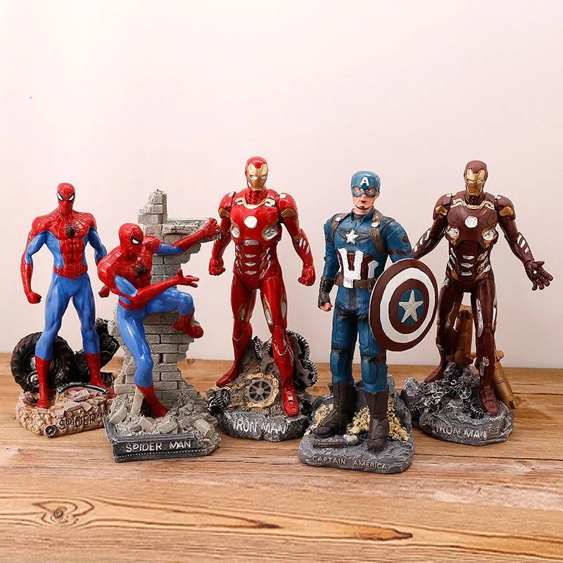Decoração de quarto de mesa para menino, figuras criativas, homem de ferro, homem-aranha, capitão américa, vingadores, ornamentos, presente de aniversário, atacado