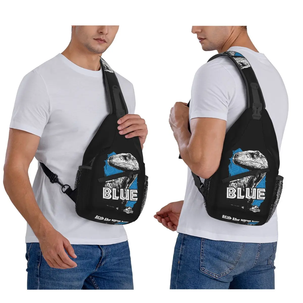 

Мир Юрского периода - синяя фанатская графическая нагрудная сумка, мужской рюкзак через плечо, нагрудная сумка, дорожный походный рюкзак, сумка на плечо