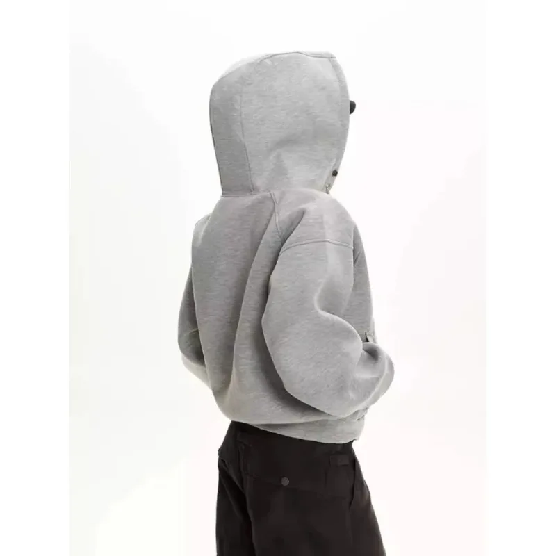 Retro Women's Zip Up Hoodie Sweatshirt Autumn Winter Fashion Harajuku Loose Hoodie Jacket Y2k Korean Solid Streetwear Kpop Tops