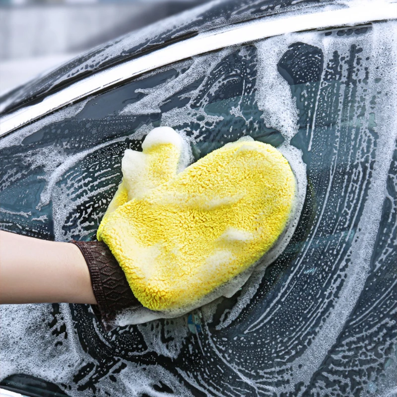 Microfiber Car Washing Glove Double-Faced Thickened Coral Fleece Cleaning Brush Gloves Car Detailing Cleaner Care Tool