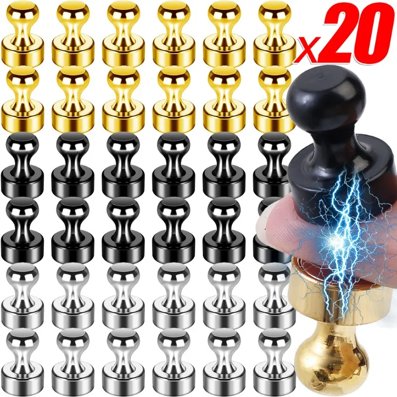 1/20pcs Strong Neodymium Magnetic Pushpins Thumbtack Sucker Steel Magnets Fridge Whiteboard Magnet Hook Office School Push Pins