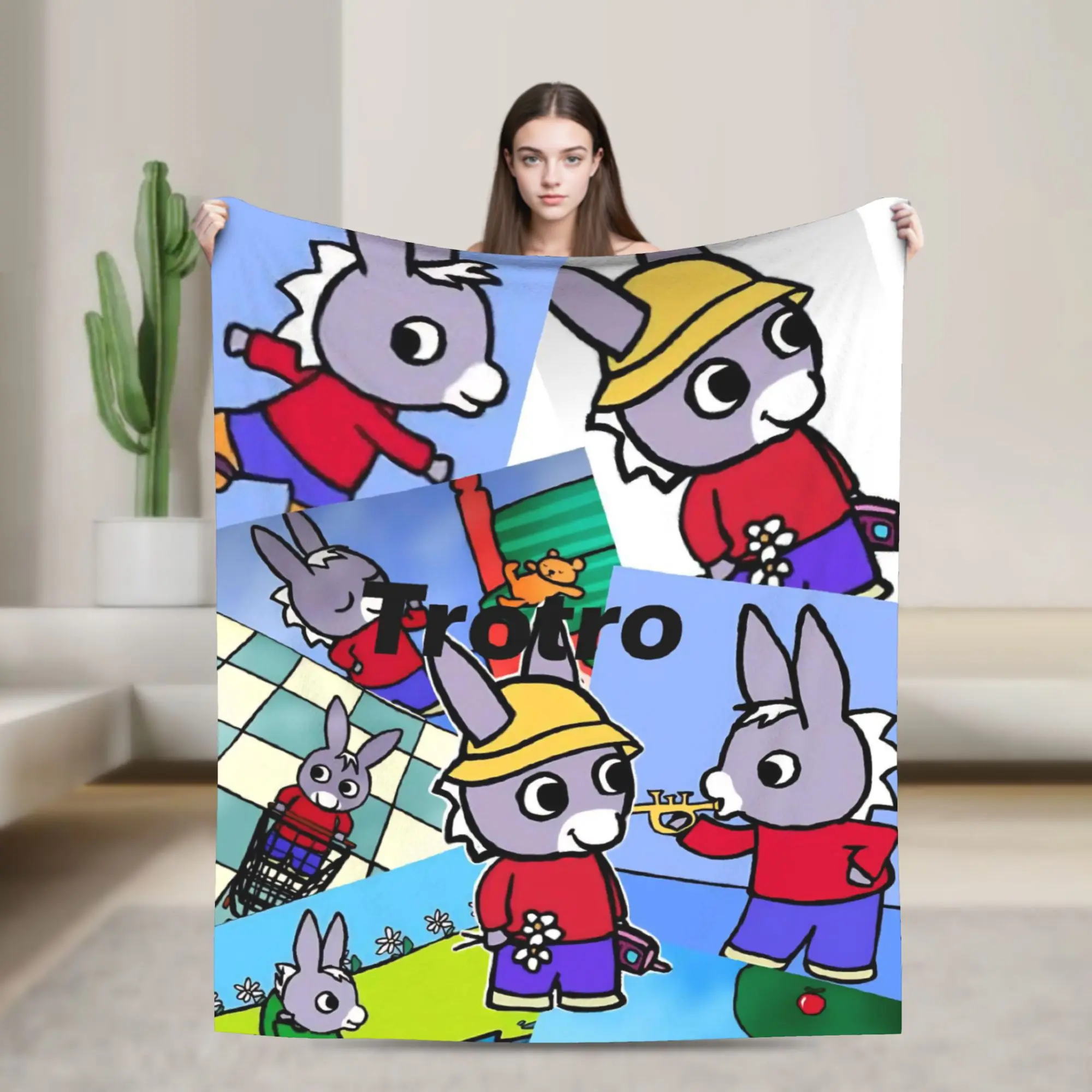 Trotro dos desenhos animados cobertor capa bonito pequeno burro fuzzy lance cobertores verão ar condicionado decoração colcha leve