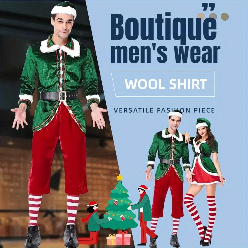 

Clothing Accessories 6-piece Long Sleeved Christmas Costume Santa Claus Costume Men's Party Performance Elf Costume