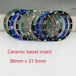 Ceramic Bezel Insert Size 38mm X 31.5mm Flat Piece To Fit SKX007 SKX009 SKX011 SKX171 SKX173 SRPD Cases Accessory