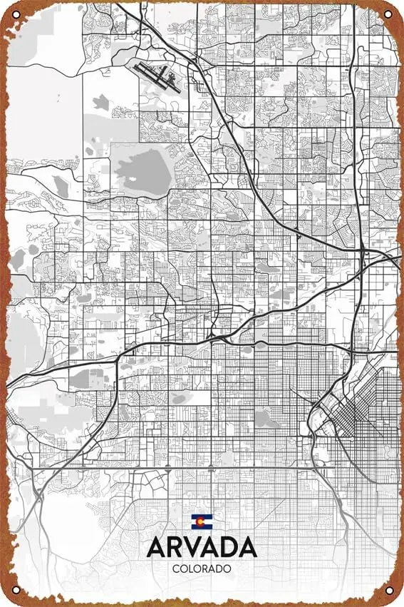Mapa de Arvada CO, póster vintage, bonito cartel de metal, regalo, novedad retro, cartel de metal para cafetería, tienda, garaje, cartel de 8x12 pulgadas