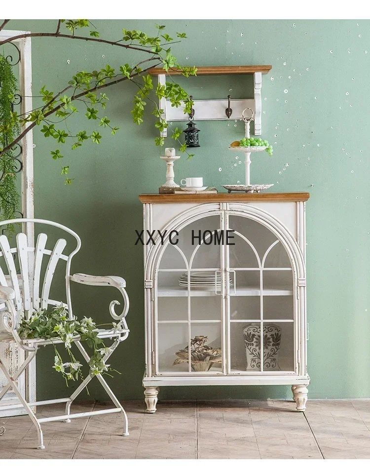 Ретро боковой шкаф полка винный шкаф из массива дерева