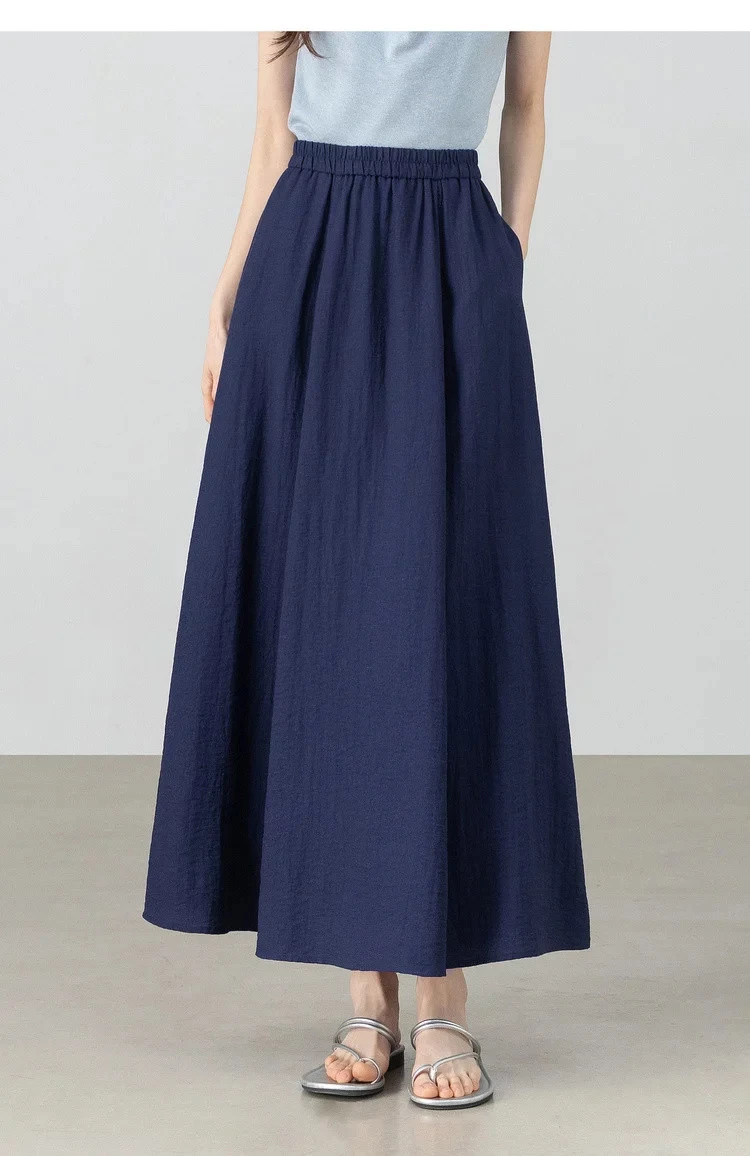 SENTUBILA Minimalistischer A-Linien-Rock für Damen, Sommer 2026, Neuer Lässiger Rock mit Elastischem Bund, Langer Lockerer Rock, Damenbekleidung 162QA5883 – Detail 22
