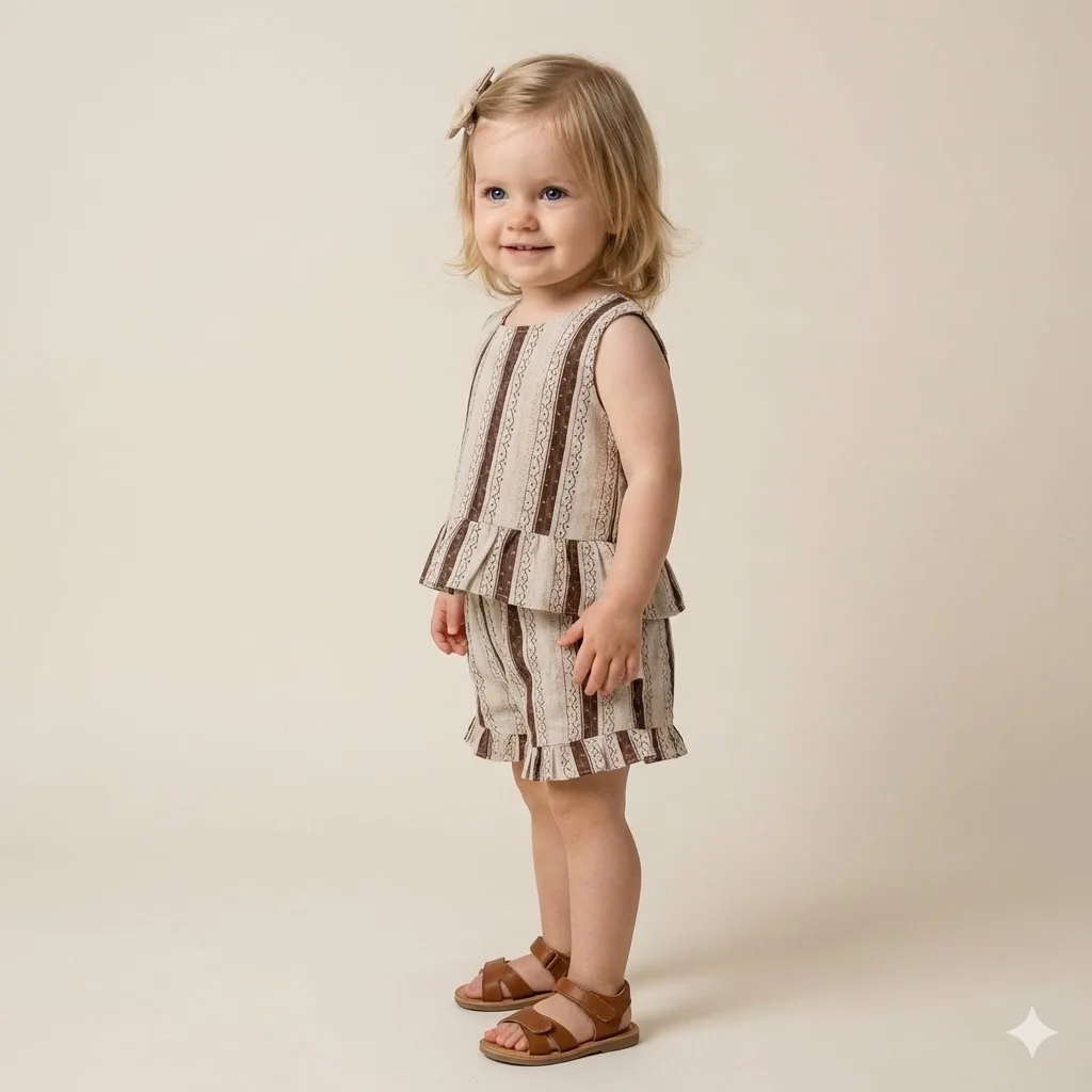 

SeasonSea Baby Set for 0-2Y Babies Comfortable Kids Breathable Loungewear Spring Summer Pure Cotton Suit Striped Toddler Set