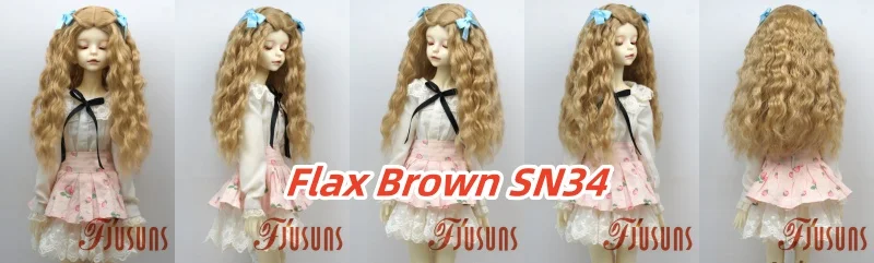 JD880 Lange Sauvage Welle Mittelscheitel Meerjungfrau Lockig mit Twin Bow Braids Puppe Perücken 1/8 1/6 1/4 1/3 Pullip Blythes BJD Haar – Detail 18