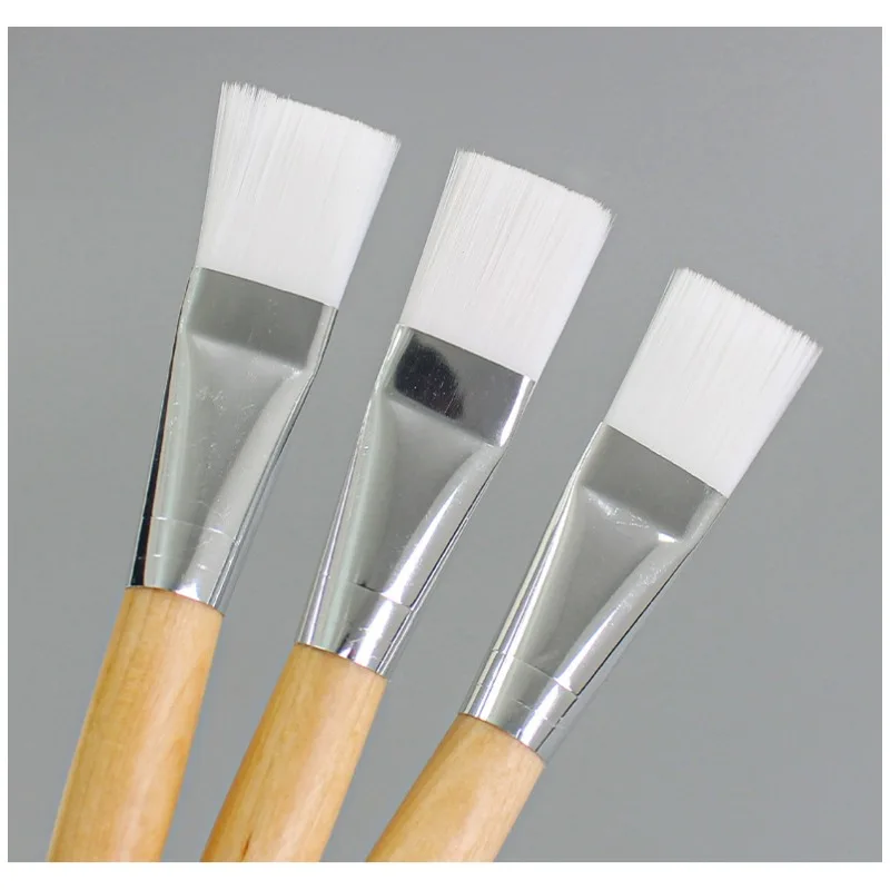 Maskenpinsel, weich und nicht beschädigend, Rohholzstangenfolien-Einstellpinsel, Holzgriff, weiches Haar, Make-up-Pinsel, weißes Haar, Hautpflege-Werkzeug