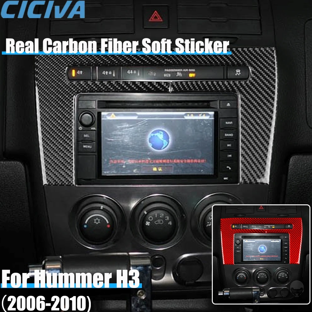 

Автомобильные аксессуары из настоящего углеродного волокна, панель центральной консоли, декоративная накладка, мягкая наклейка для Hummer H3 2006 2007 2008 2009 2010
