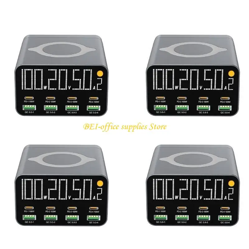 

A9LC Universal 8Port PD100W Hubs Wireless Charging Pad Digital Display