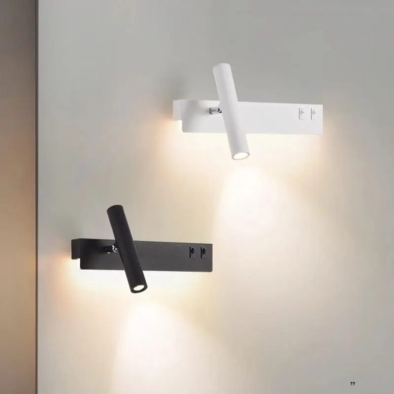 Nordic bedroom bedside reading wall light modern minimalist LED living room background wall light creative rotatable spotlight