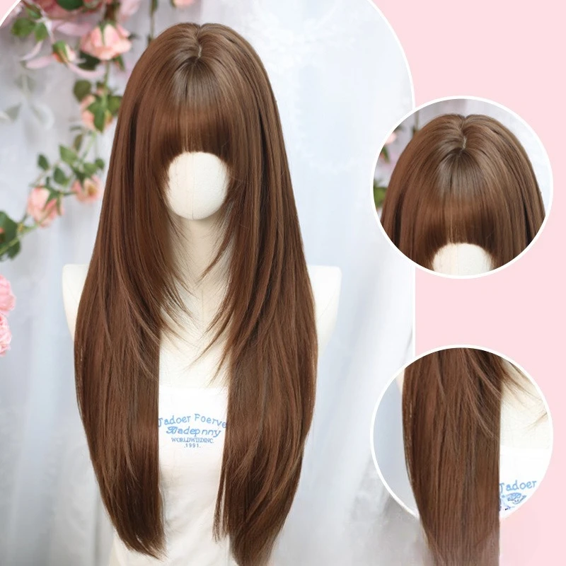 

Wig less Luo jk wig cover Lolita cute natural simulation Lolita wig cover female long straight hair