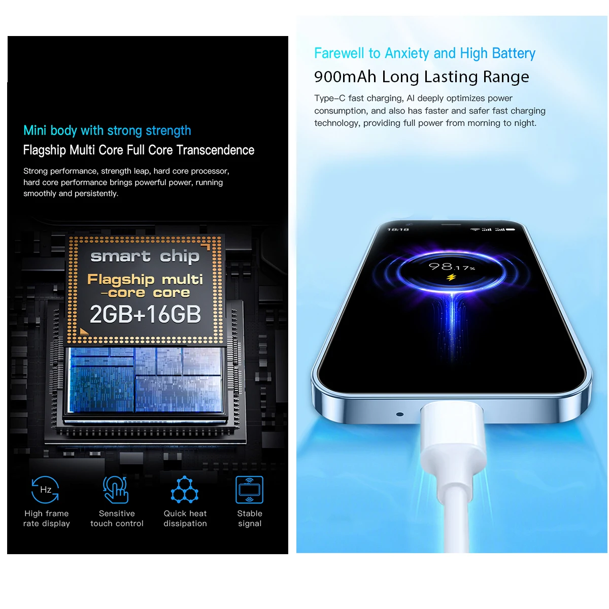 SOYES XS15 Mini smartphone Android de 3,0 polegadas, telefone Dual SIM 3G, 2 GB de RAM 16 GB de ROM, telefone pequeno compacto