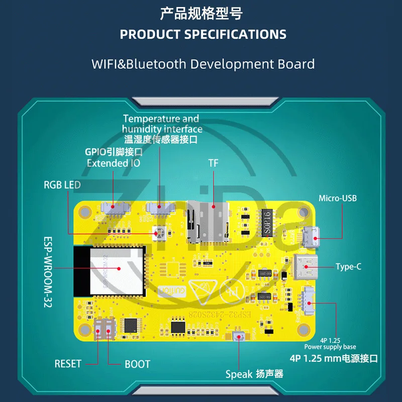 Picture 5: ESP32 Development Board 2.8 Inch TFT Touch Screen Module 240320 WiFi Bluetooth LVGL Intelligent Display Panel 5V