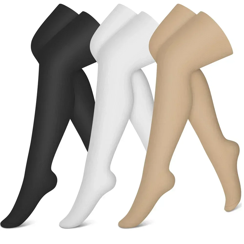 Medias de compresión para hombre y mujer, calcetines altos hasta el muslo, soporte graduado para venas varicosas, Edema, vuelo, 20-30 mmHg, 1 par