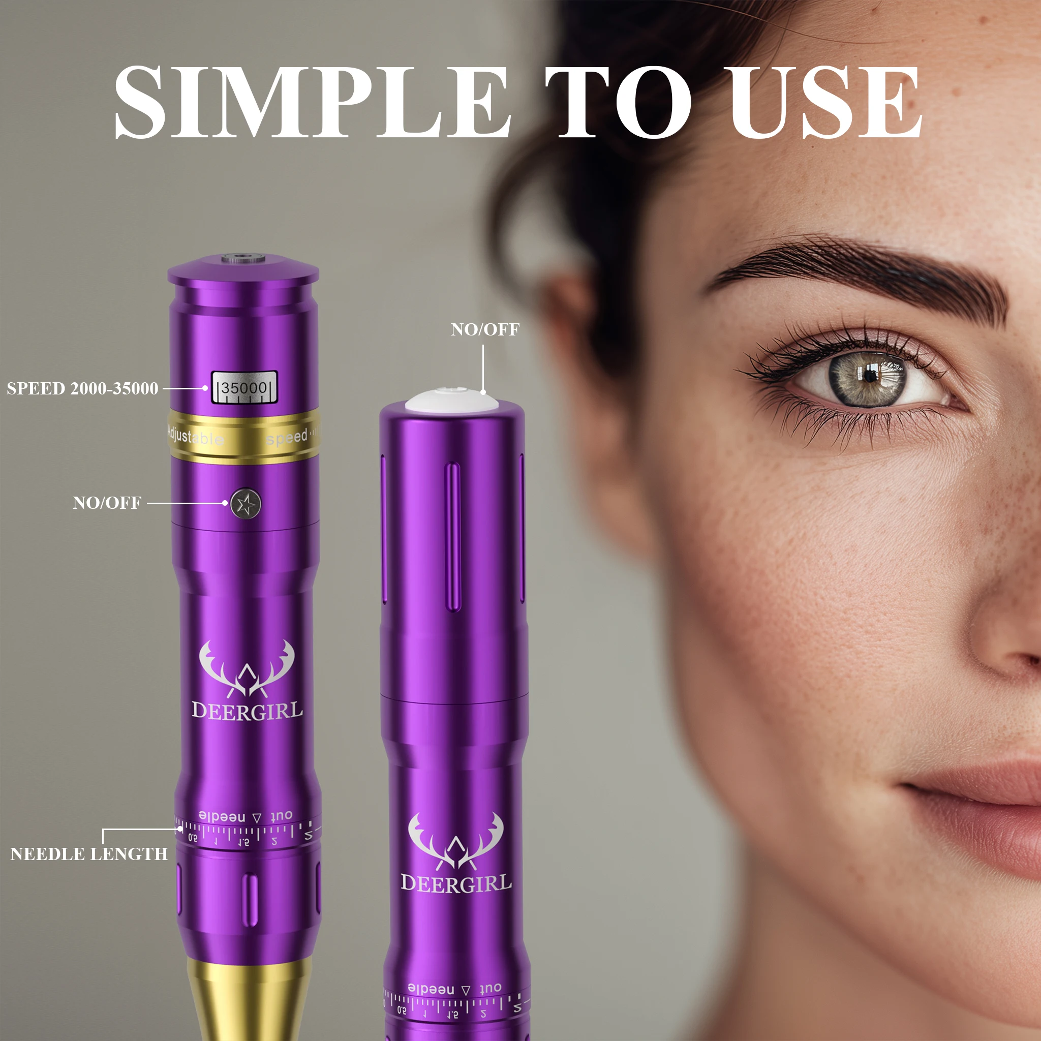 Deergirl اللاسلكية تجميل دائم آلة كيت 700mAh قدرة البطارية محرك Coreless مع الحاجب الوشم إبرة الوشم الصباغ