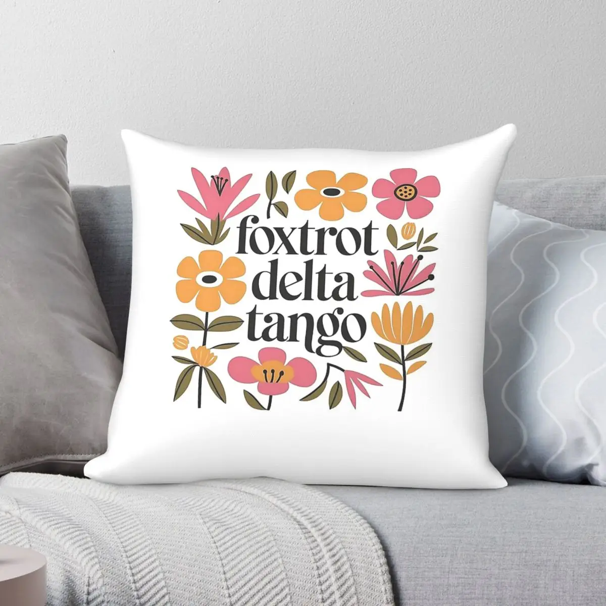 Foxtrot Delta Tango Boho Floral Square Pillowcase Polyester Linen Velvet Pattern Zip Decor Throw Pillow Case Car Cushion Cover