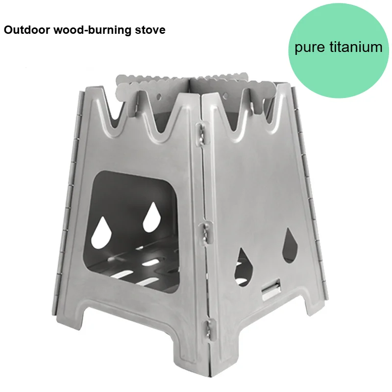 Portable Folding Titanium Wood Stove for Camping - Ultralight Outdoor Fire Pit & Windproof BBQ Grill
