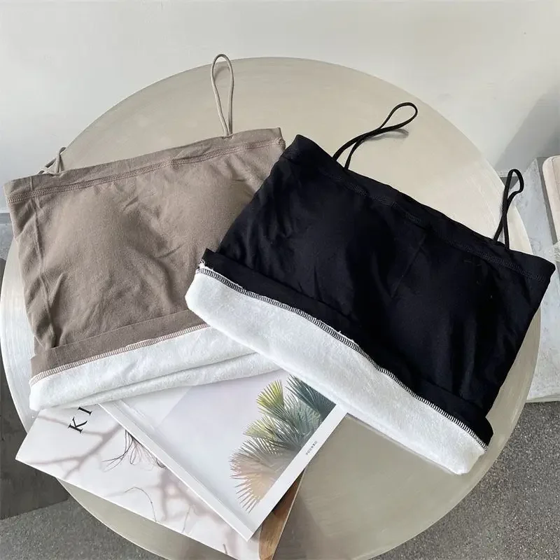 เสื้อกล้ามกำมะหยี่หนาสำหรับผู้หญิงใส่ในฤดูหนาวเสื้อชั้นในสายเดี่ยวทรงสลิมอบอุ่นมีเสื้อแขนกุดซับในสำหรับชุดลองจอน