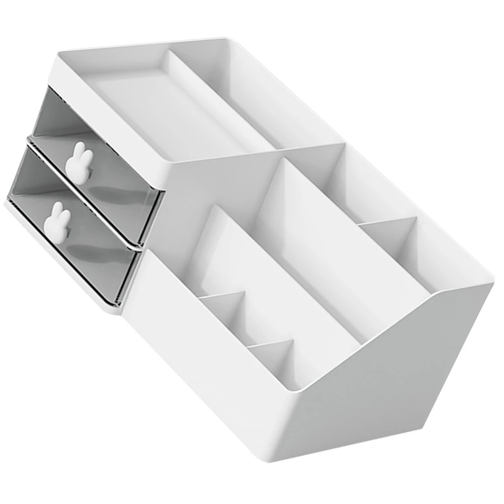 

Drawer Storage Box White Desktop ganizer Large Capacity PP Material Sundries Container Bedroom Cosmetics Stationery Case