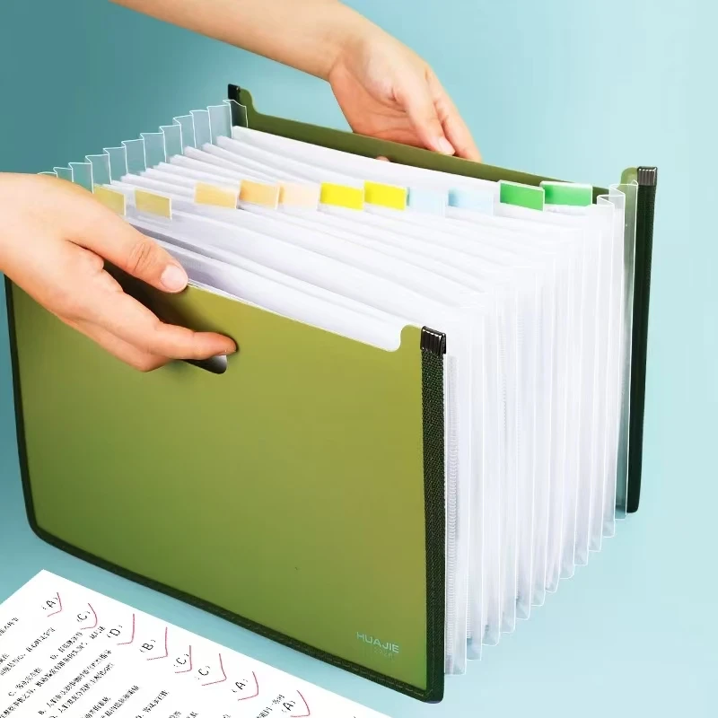 HUAJIE Organizzatore di file per fisarmonica ispessito, cartella con inserto multistrato verticale, scatola di immagazzinaggio di carta per studenti, cartella di carta di prova