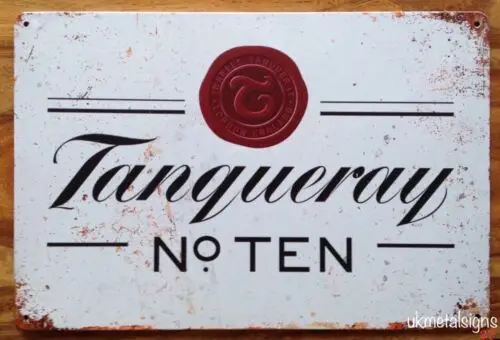 TANQUERAY No. Letrero Metálico Vintage de 10 GIN para Pared, Estilo Retro para Pub, Bar o Mancave, Tonic Ten-Aluminum