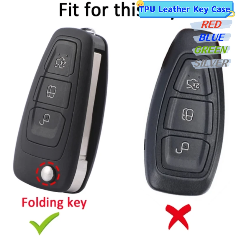 Auto Key Holder Leather TPU Car Key Case Cover For Ford Ranger C-Max S-Max Focus Galaxy Mondeo Transit Tourneo Custom